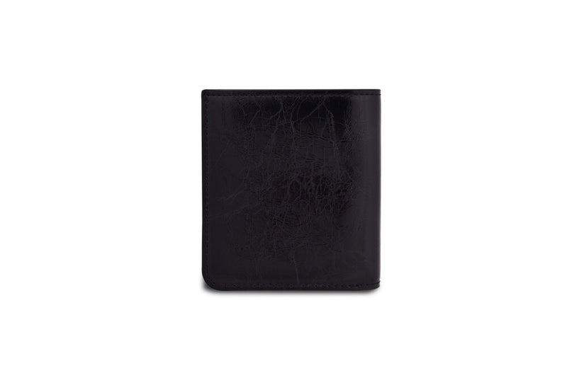 enamel zipper half wallet (cowhide100%) black