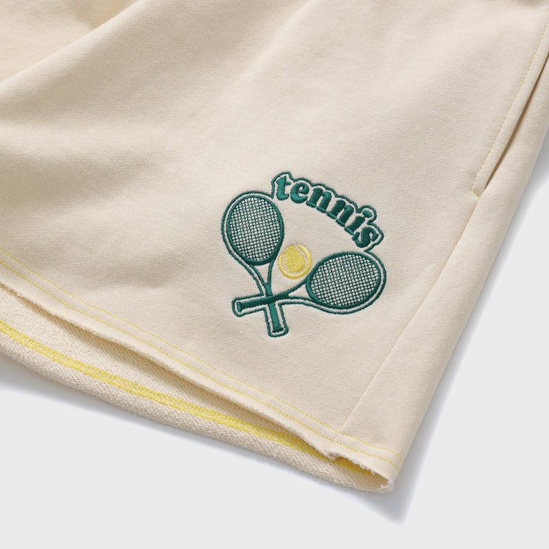 Tennis Ball Soft Cream Sweat Shorts [For women]