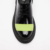 VATIC DERBY LEATHER SHOES BLACK / FLUORESCEN Leather shoes with 45mm thick soles