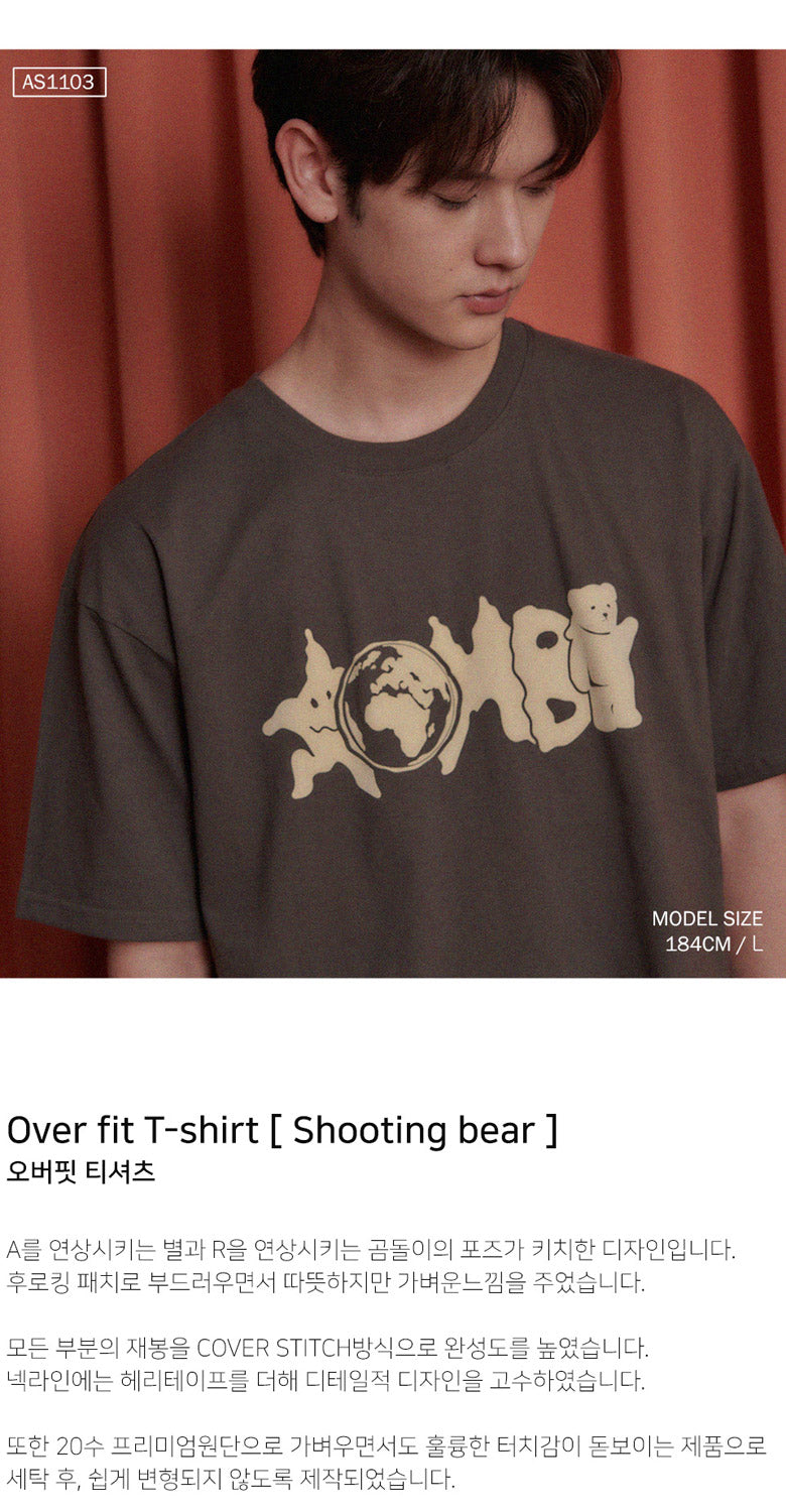 AMBLER 男女共用 Shooting bear オーバーフィット 半袖 Tシャツ AS1103