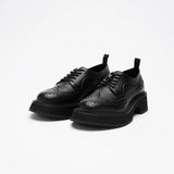 VATIC WINGTIP BROGUES SHOES BLACK Leather shoes with 45mm thick soles