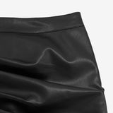 Terris Shirring Leather Skirt