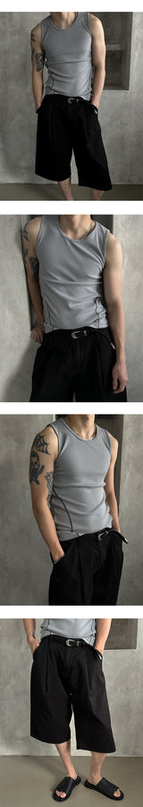 [MUSCLE FIT] Curve line musclefit sleeveless(3color)