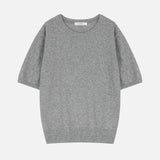 Short Sleeve Wool Knit Grey