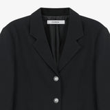 Crop Button Jacket Black