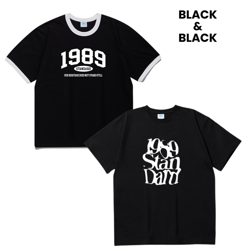 【SET】OUR 1989 Cool Cotton Ringer Short Sleeves (SRSSTD-0004)（BLACK）+ILLUSION Cool Cotton Overfit Short Sleeves(SISSTD-0072)