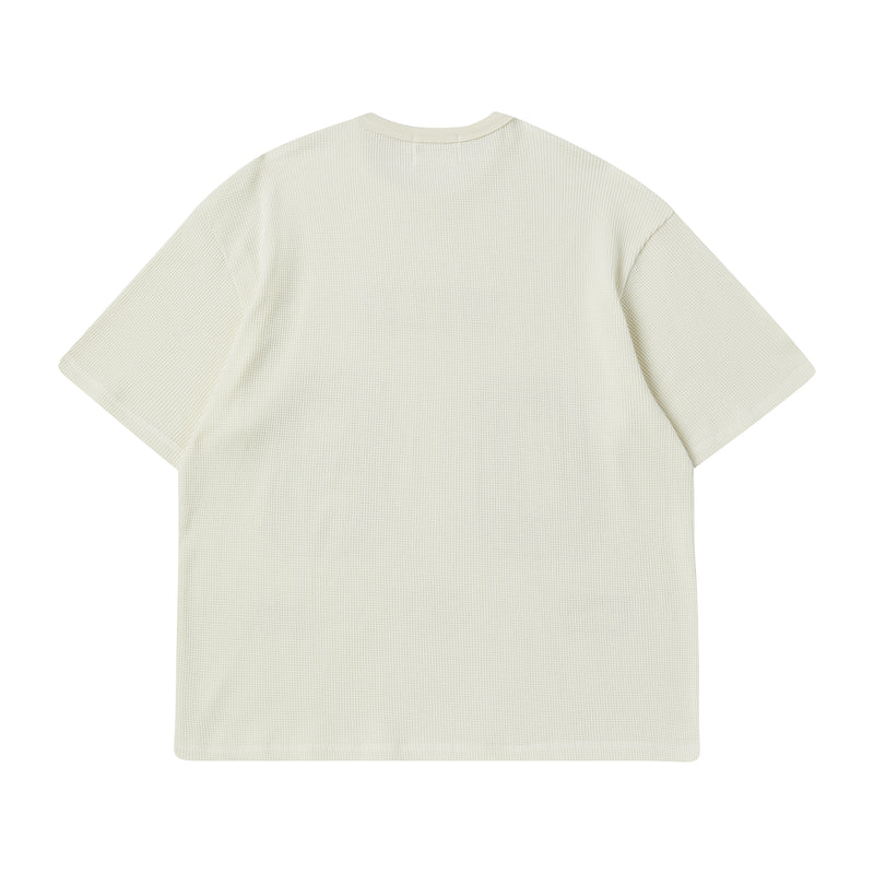 [COLLECTION LINE] VINTAGE DETAIL WASHED WAFFLE COTTON DAMAGE 1/2 T-SHIRT IVORY