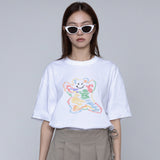 [UNISEX] Rainbow Big Cloud Bear Smile Short Sleeve T-shirt