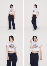 [24SS] The Powerpuff Girls x acmedelavie crayon artwork crop t-shirts WHITE
