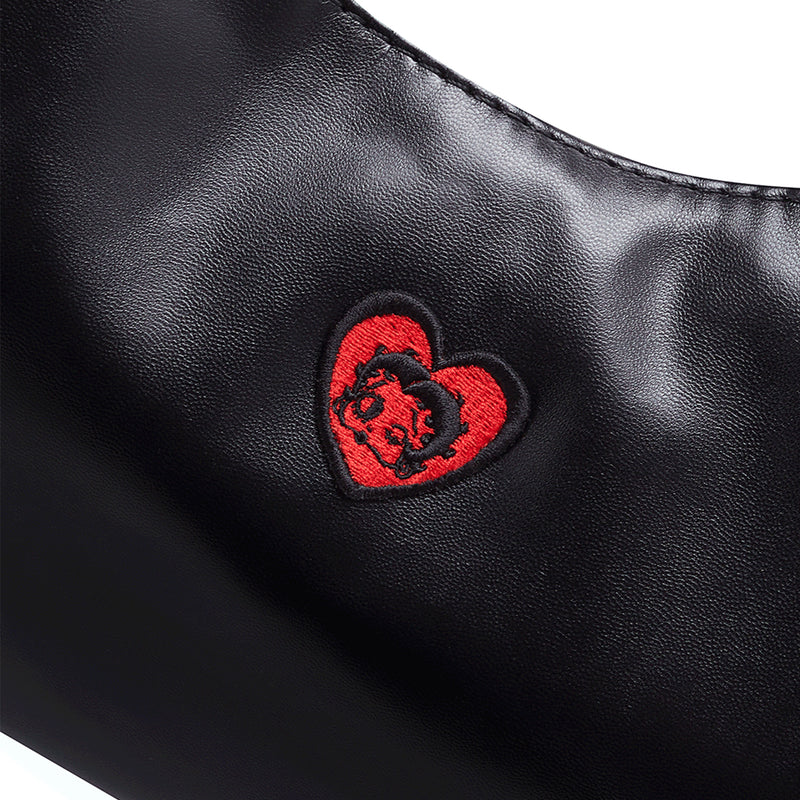 [BettyBoop] Leather String Shirring Shoulder Bag_Black