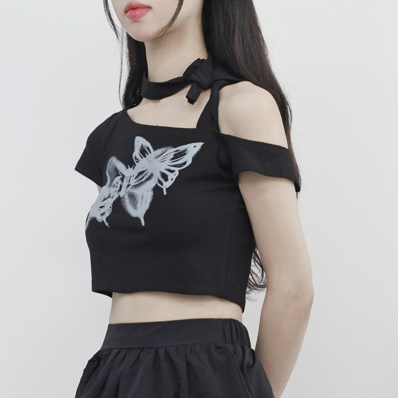 Tonio Butterfly Strap Cropped T-shirt