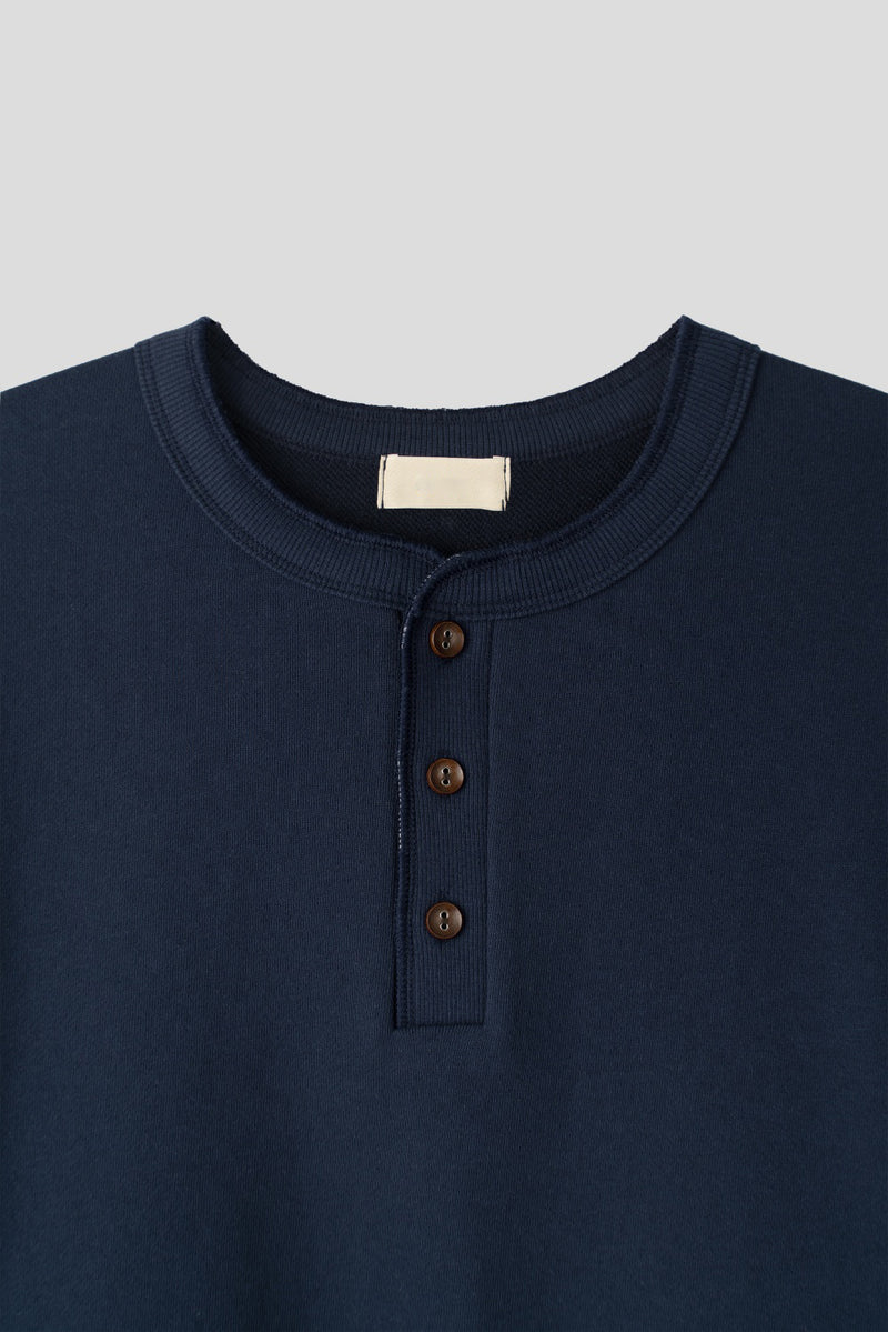 Wood Button Henley Sweatshirt (3color)