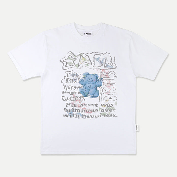 AMBLER 男女共用 Blue bear in the dream オーバーフィット 半袖 Tシャツ AS1101