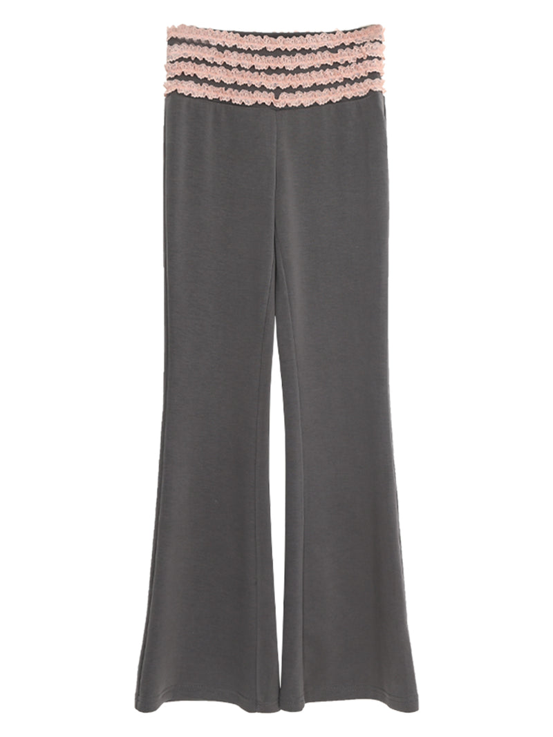 Banded lace flare casual pants