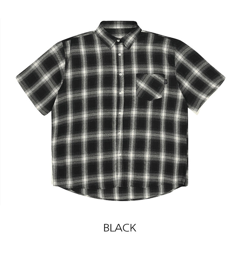 Tartan Pocket Checkered Short-Sleeved Shirt Black
