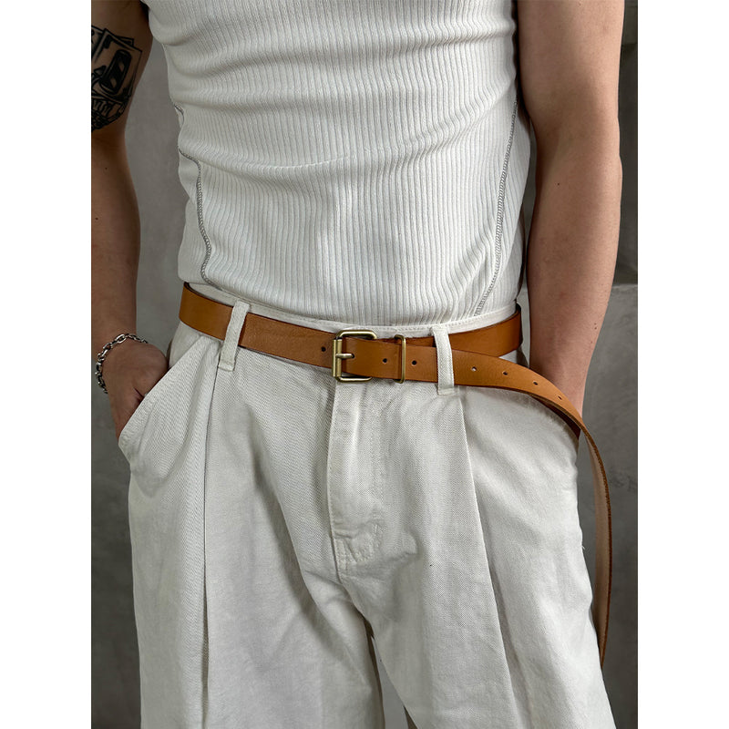 [HANDMADE] Basic leather long belt(Camel)