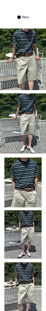 [S/S] Pine stripe half t-shirts(3color)