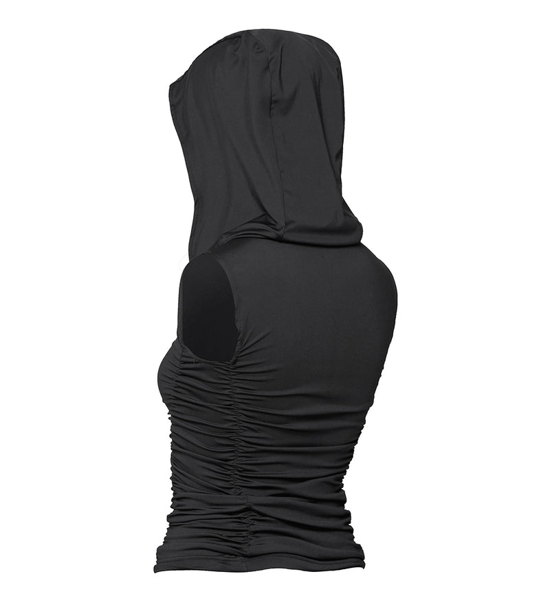 Hooded High Neck Sleeveless (FL-125_Black)
