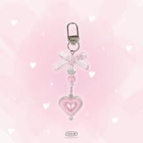 pink heart beam ribbon key ring