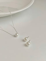 [Silver 925] pearl pearl earrings and necklace set