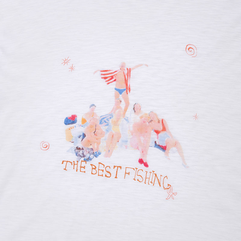 FISHING PEOPLE GRAPHIC LOOSE FIT T-SHIRT [WHITE]