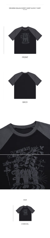 ドリーミングラグランオーバーサイズフィット半袖Tシャツ charcoal