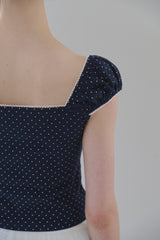 [Pre-Order] Lace Puff Sleeve T Shirt - Dot 