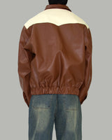 Lupon collar leather jacket