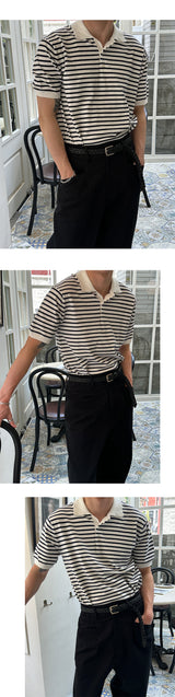 [S/S] Washable stripe half kara knit(2color)