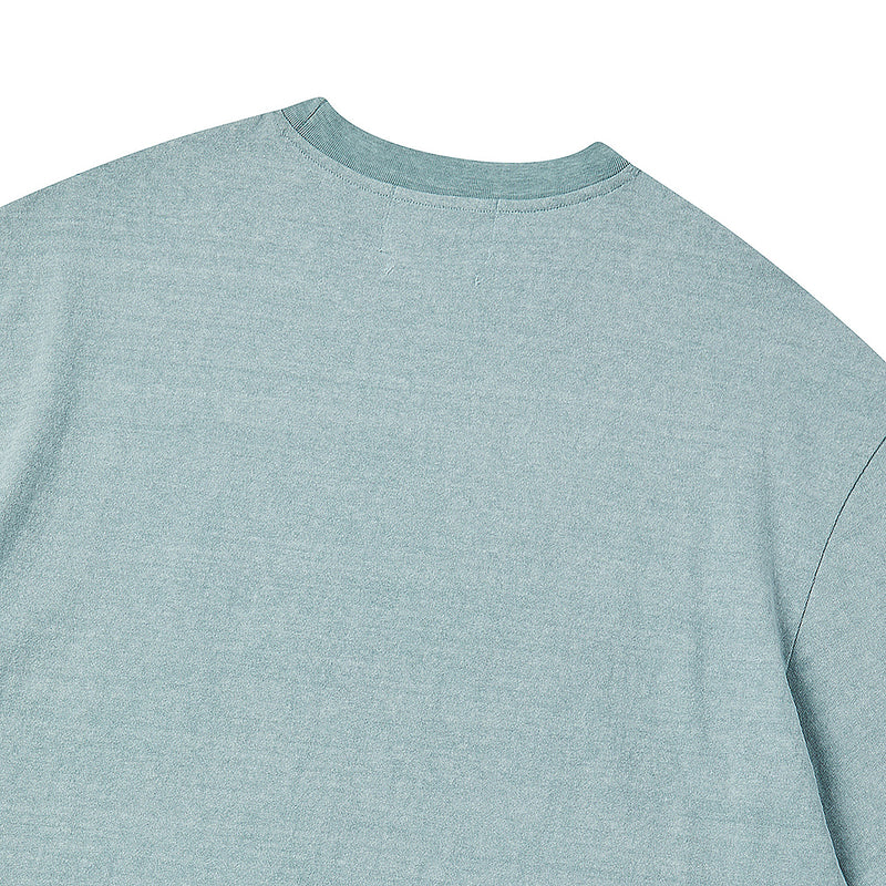 [COLLECTION LINE] PEARL LOGO HEAVY WEIGHT GARMENT COTTON T-SHIRT TEAL BLUE