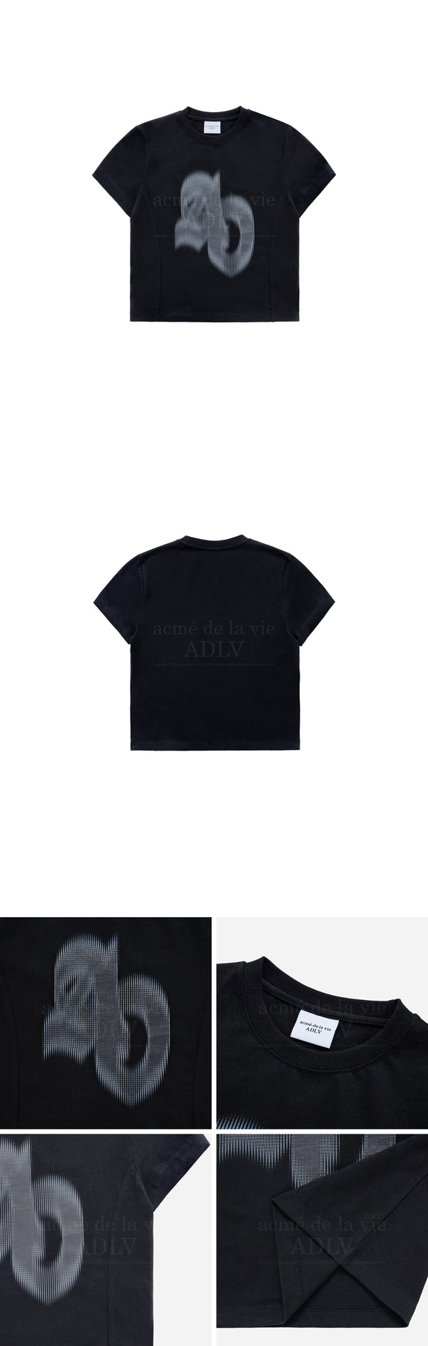 [24SS] シンボルハーフトーンプリントクロップショートスリーブTシャツ（ブラック）