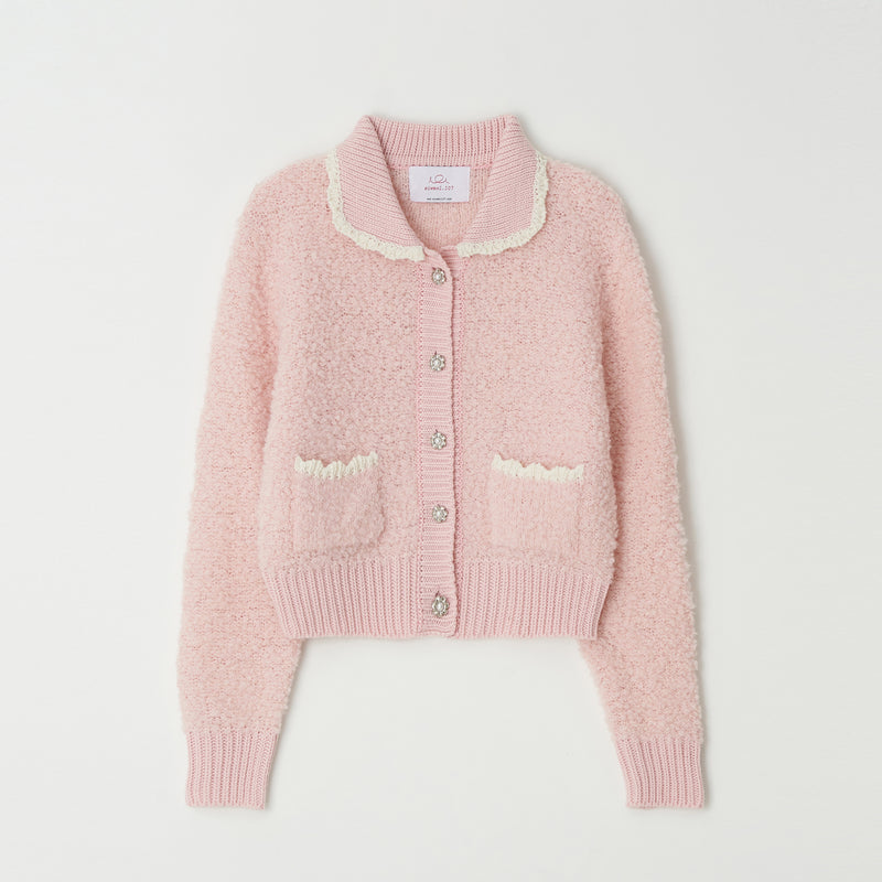 fluffy knit cardigan (pink)
