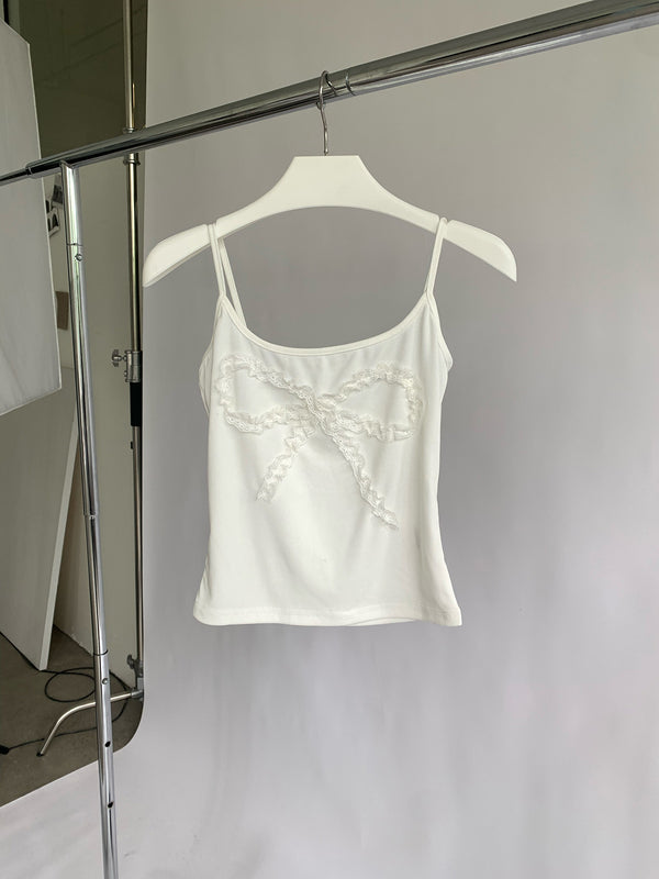 wink lace bow sleeveless top