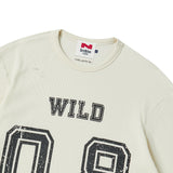 [COLLECTION LINE] VINTAGE DETAIL WASHED WAFFLE COTTON DAMAGE 1/2 T-SHIRT IVORY