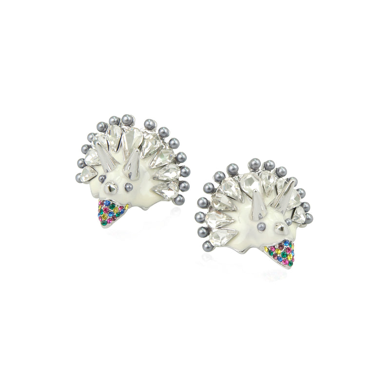 Triceratops L Silver Clip Earrings