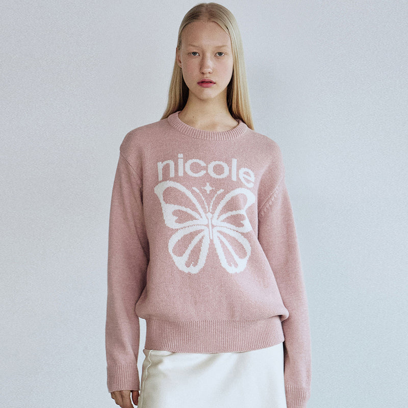 CASHMERE BUTTERFLY BOLD STAR PULLOVER_PINK