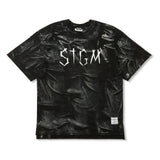 STGM ペイントダーティーウォッシュオーバーサイズショートスリーブTシャツ ホワイト/ブラック