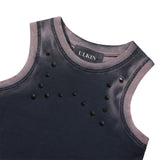 [24SS LSD COLLECTION] Women's Bleach Washing Stud Tank Top_Charcoal