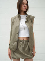 Glossy Twin  Maxi Skirt Khaki