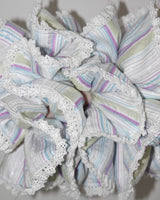 Romantic stripe ruffle scrunchie