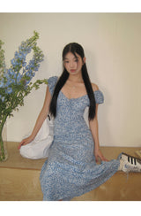 Sky Flower Sleeveless Long Dress