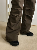 [Belt SET] High-heeled Wide Zipper Cargo Long Wide Pants
