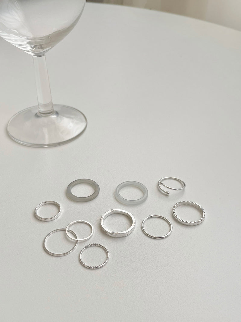 [10 set] acrylic bold layered ring set