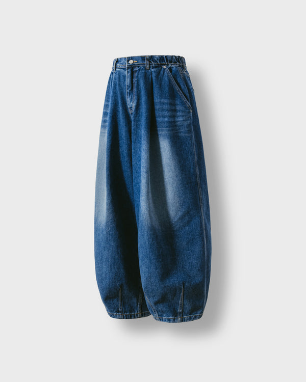 Tin Denim Washing Balloon Pants - Blue Denim