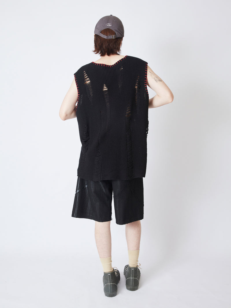 HAND EMBROIDERY DISTRESSED VEST