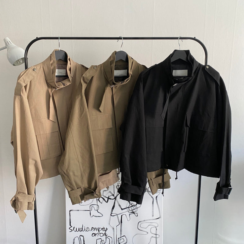 LMN Oversized Fit Cropped Trench Bomber Jacket (3 colors)