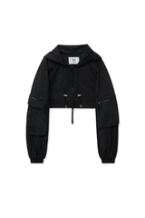 pocket hood zip up (black)