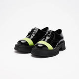 VATIC DERBY LEATHER SHOES BLACK / FLUORESCEN Leather shoes with 45mm thick soles