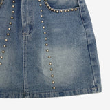 Rendy denim jacket + sleeveless + skirt set (belt set)
