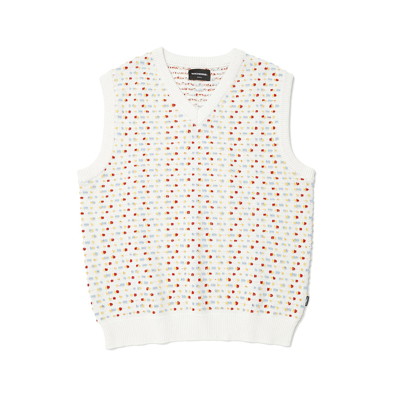 BEADS KNITTED VEST (WHITE)